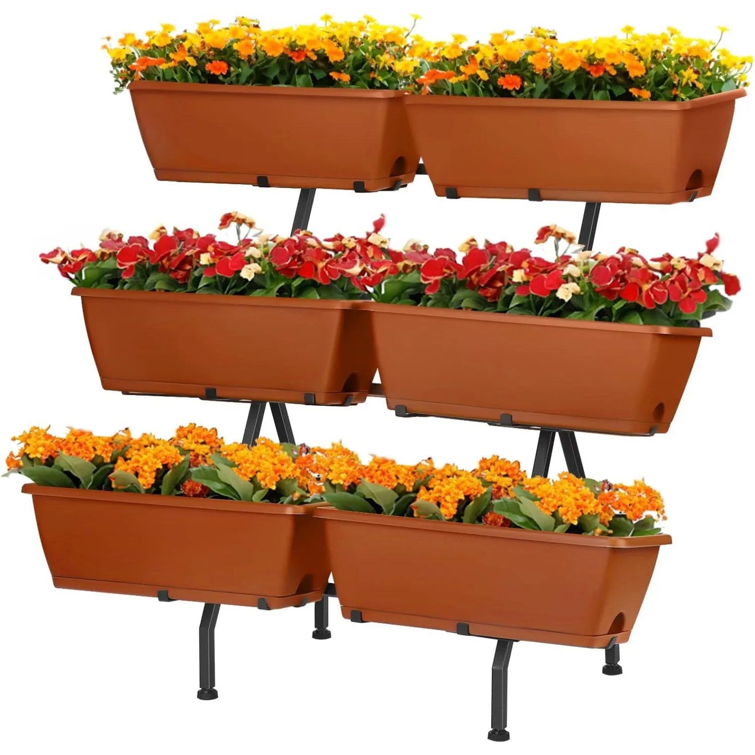 3-Tier Vertical Planter with 6 Boxes – Adjustable Raised Garden Bed (Red)