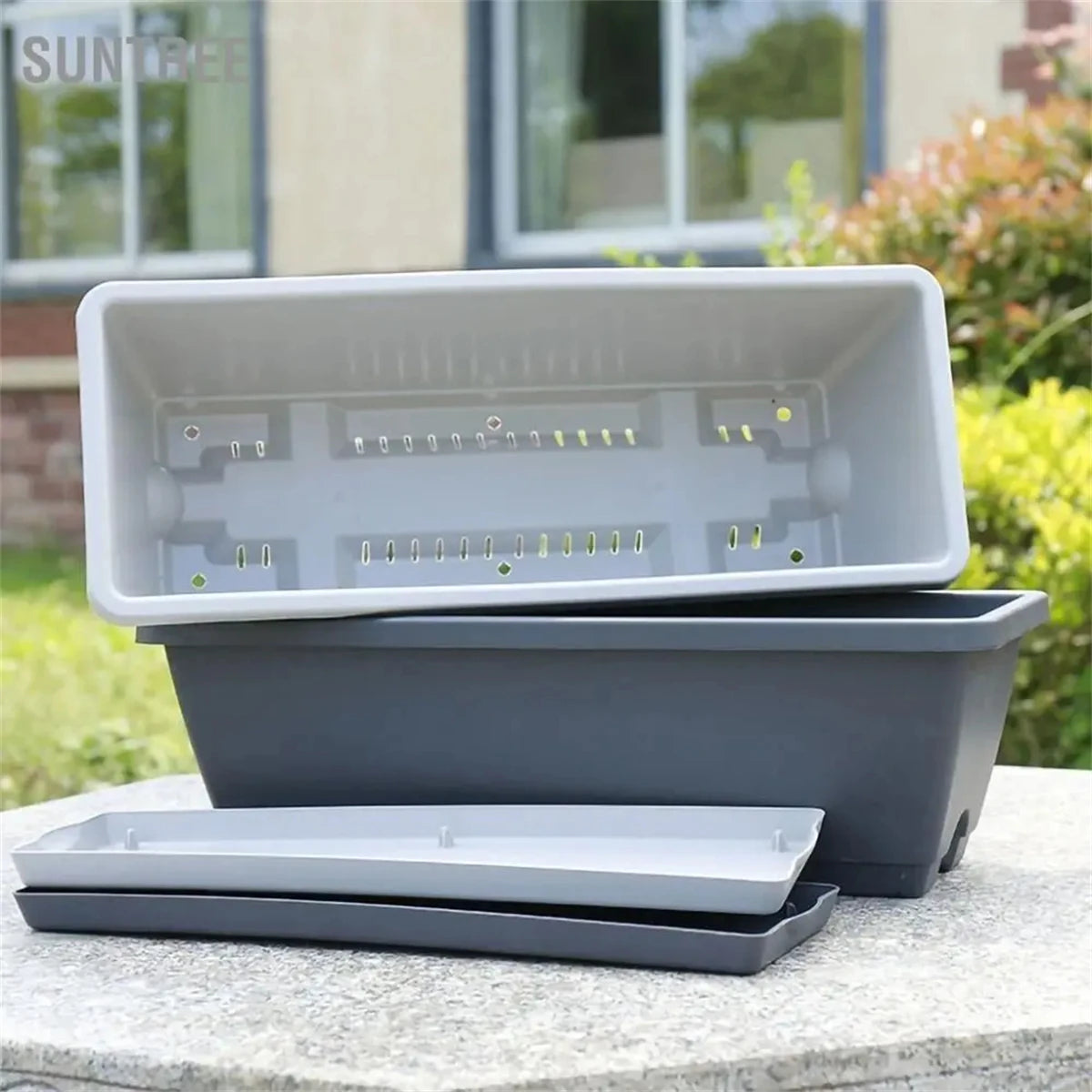 Eco-Friendly Rectangular Flower Pot with Drain Holes – Reusable Garden Planter