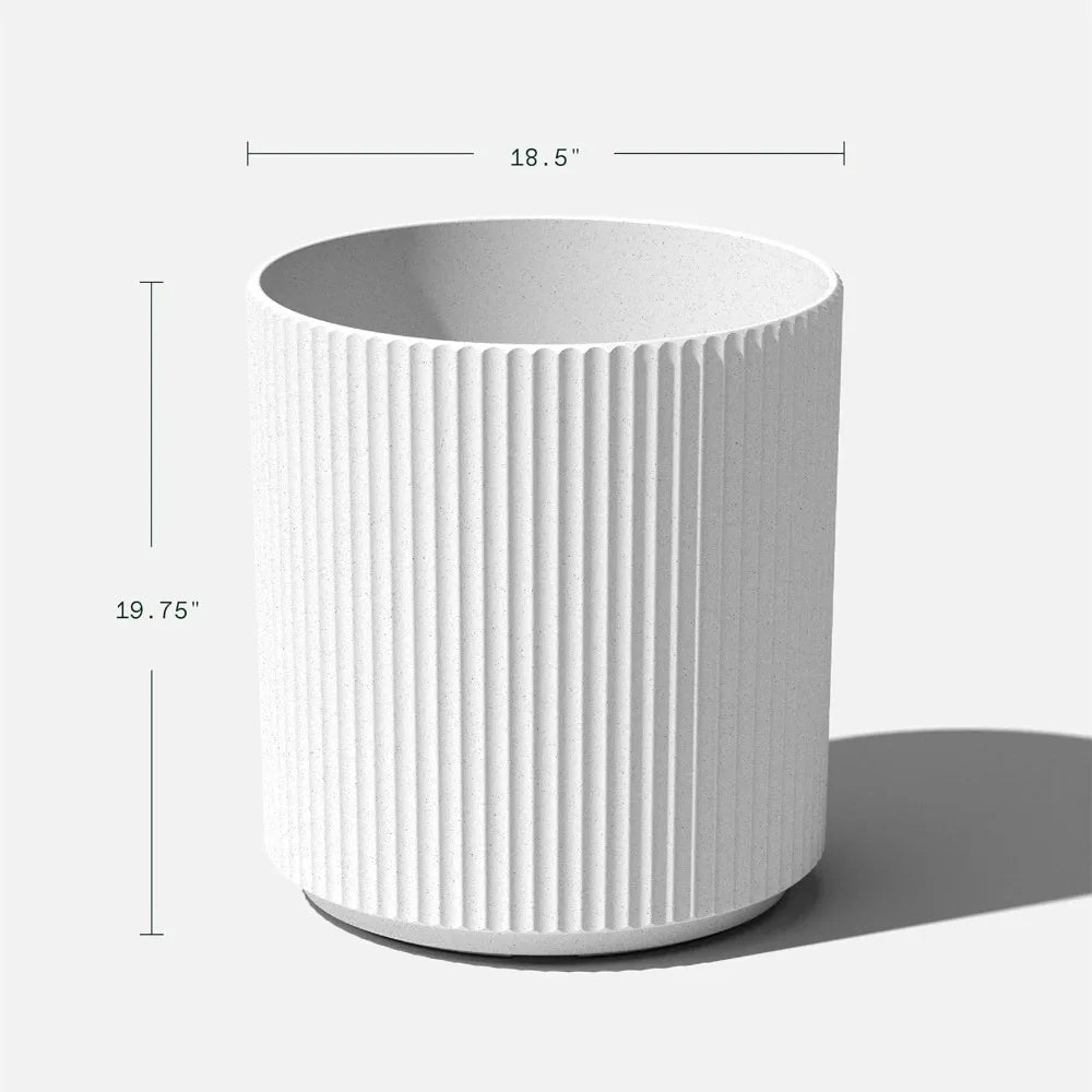 Round Demi Planter – Indoor/Outdoor Plastic-Concrete Pot with Drainage
