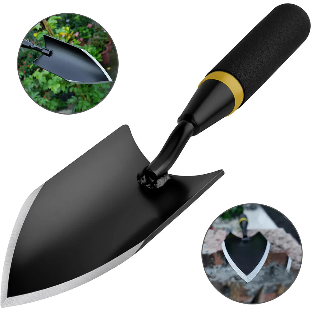 Heavy-Duty Garden Shovel – Carbon Steel Hand Trowel with Rubber Handle