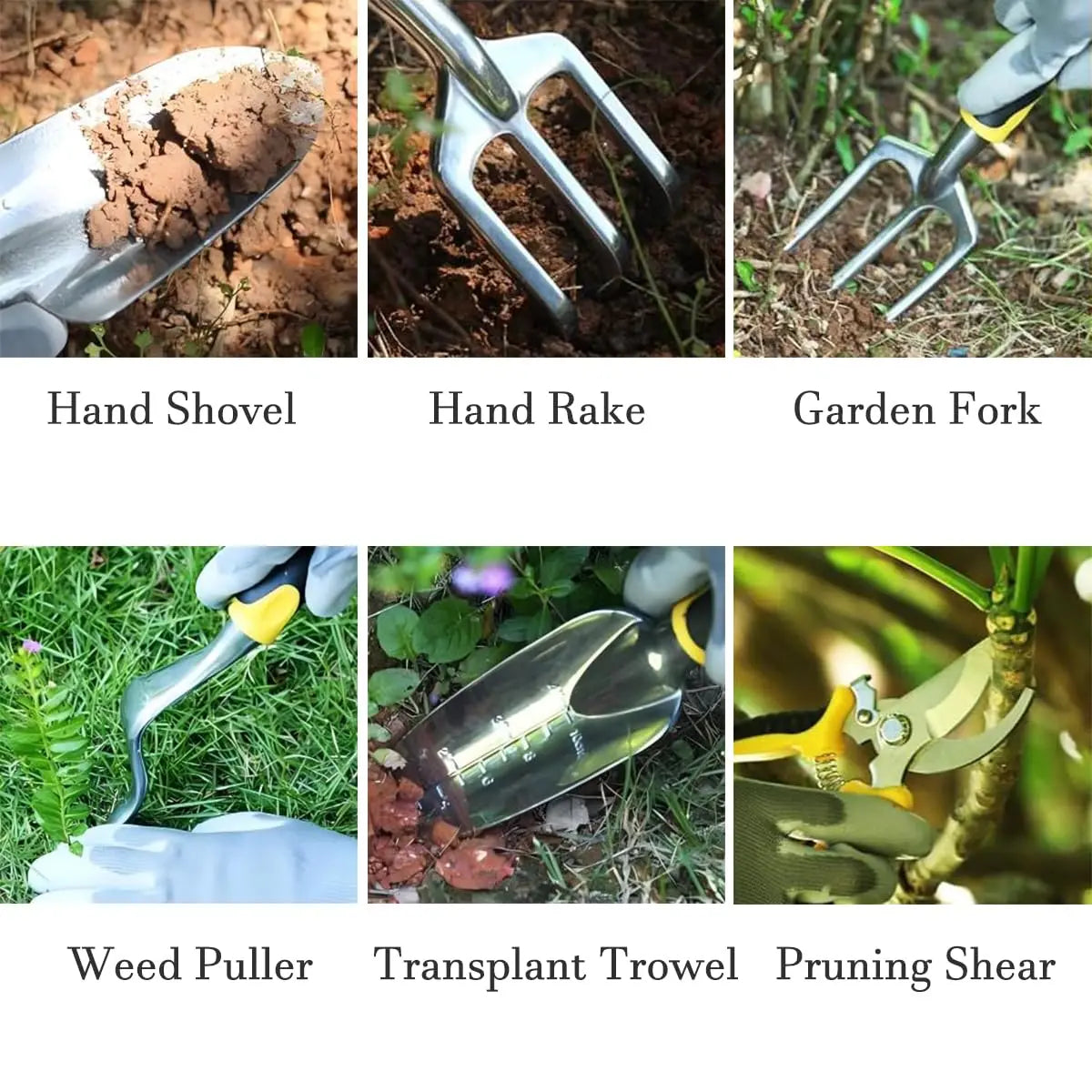 6-Piece Garden Tool Set – Shovel, Trowel, Rake & Pruning Shears