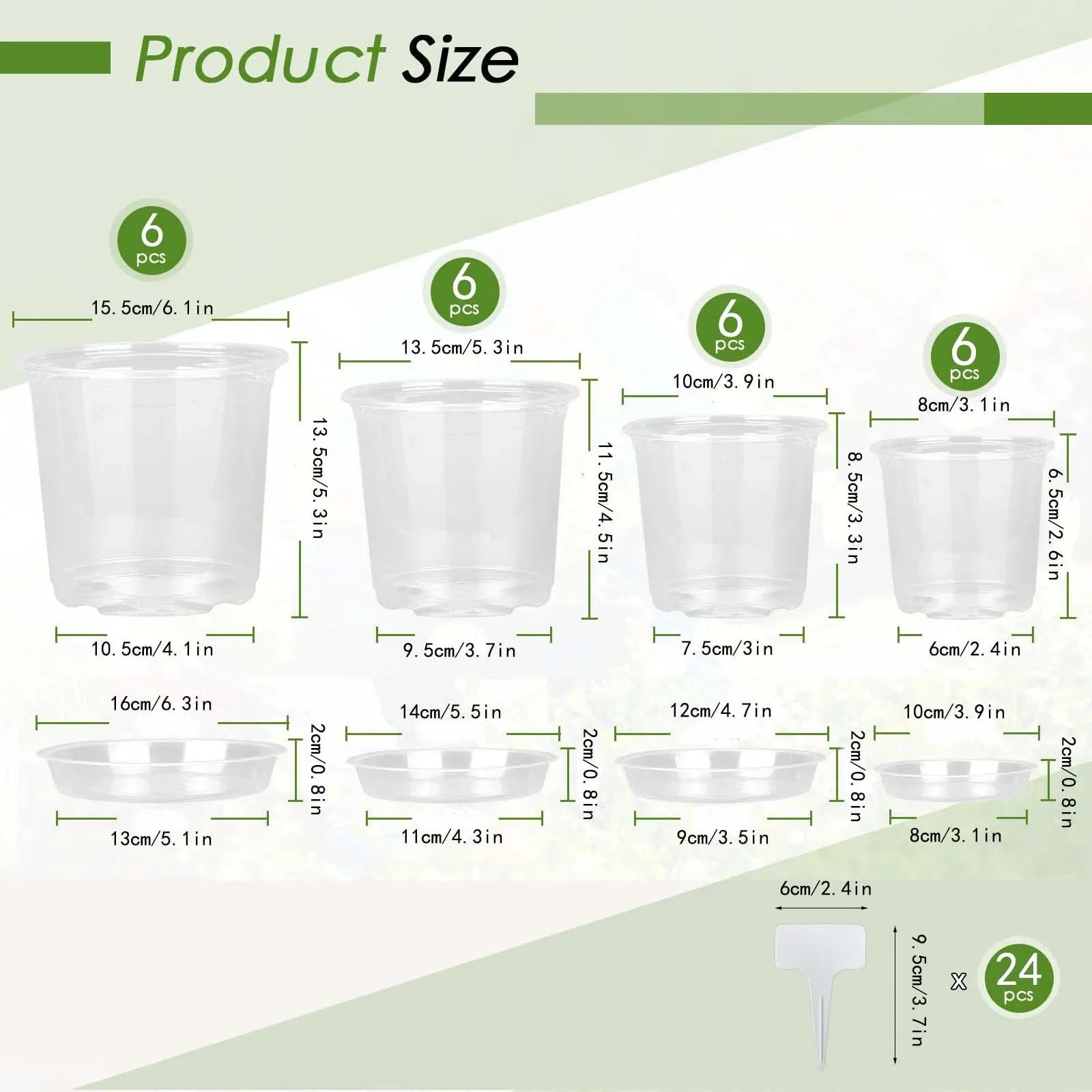 72-Piece Clear Nursery Pot Set with Trays & Labels – Seed Starter Kit