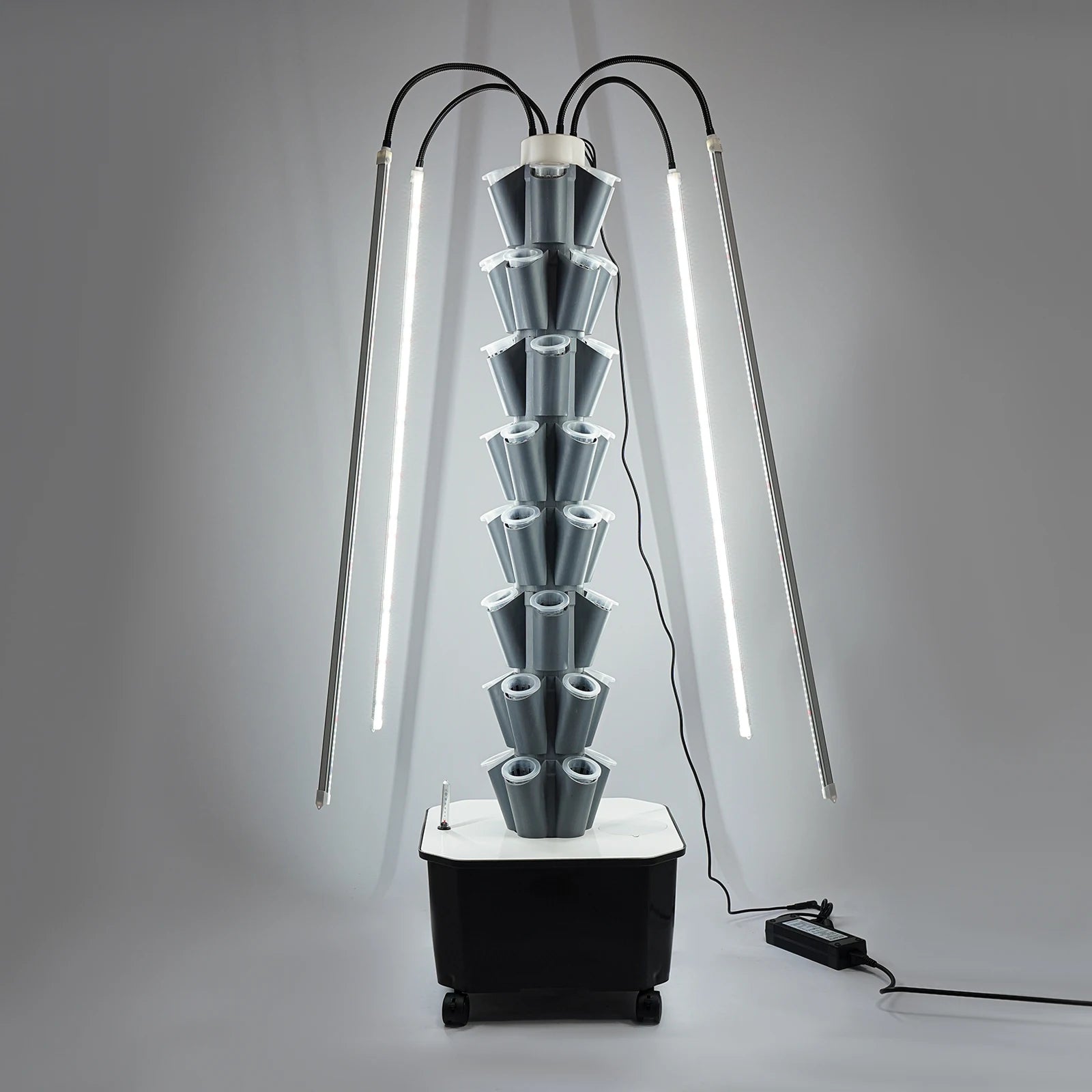 40-Plant Hydroponic Outdoor Indoor Vertical Garden Kit with 4 Wheels LED Hydroponics Growing Tower