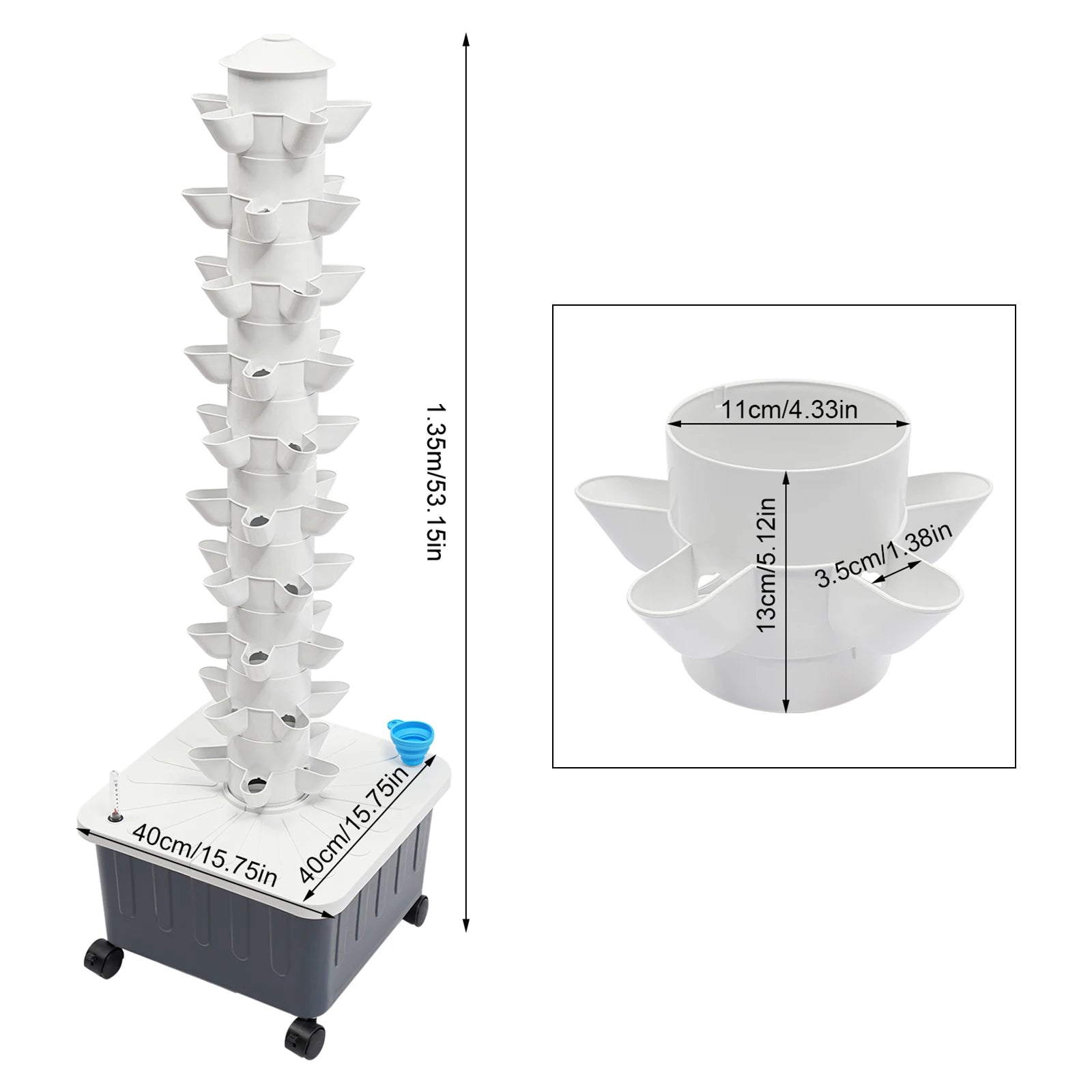 50-Hole Vertical Hydroponic Plant Tower – Indoor Growing System with Pump