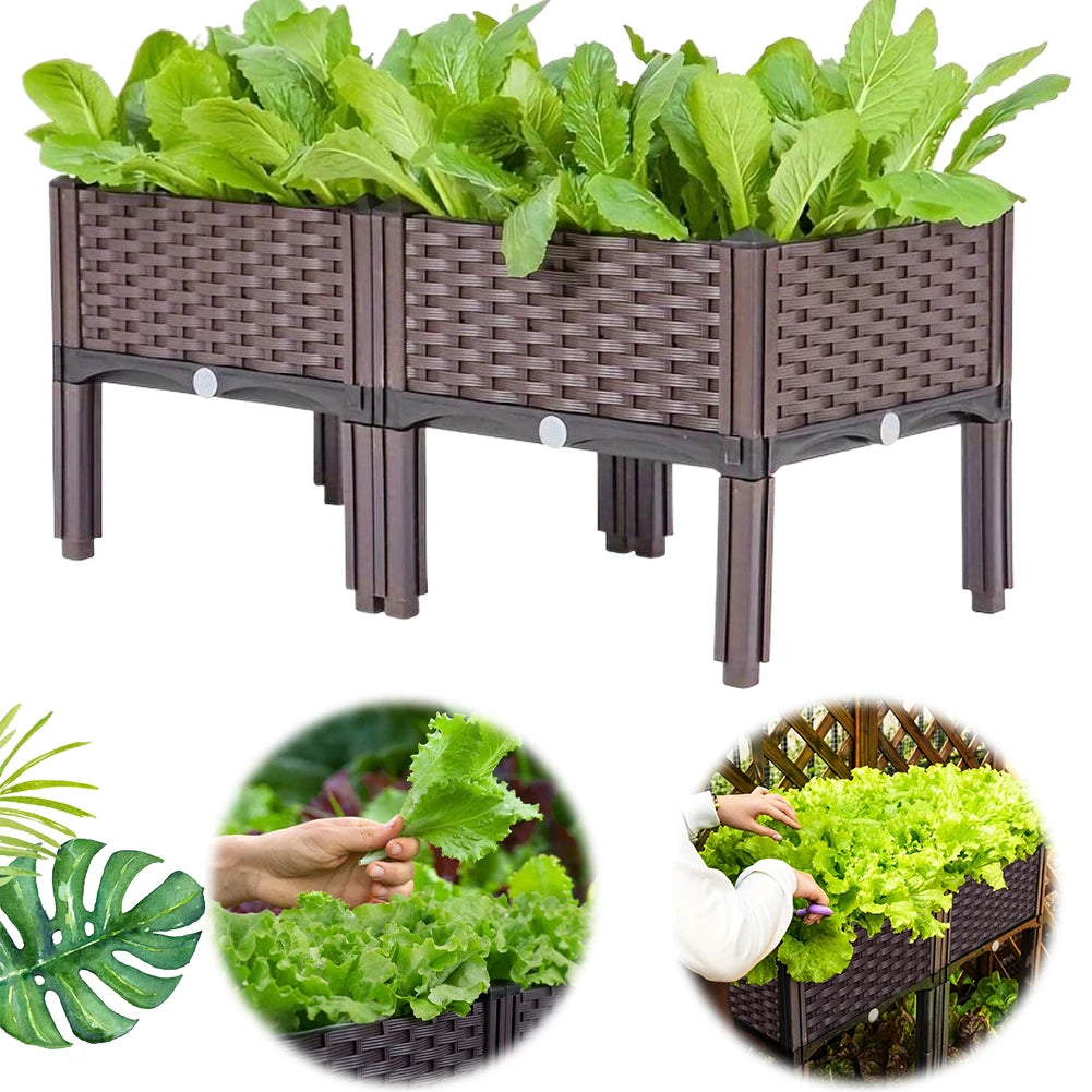 Elevated Plastic Raised Garden Bed – Standing Planter Box