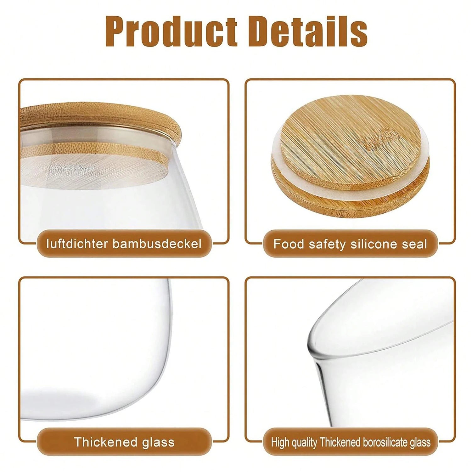 Airtight Food Containers Kitchen Storage Pots Glass Jar with Lid Sealed Canister Sugar and Tea Cans Hermetic Kitchen Coffee Jars