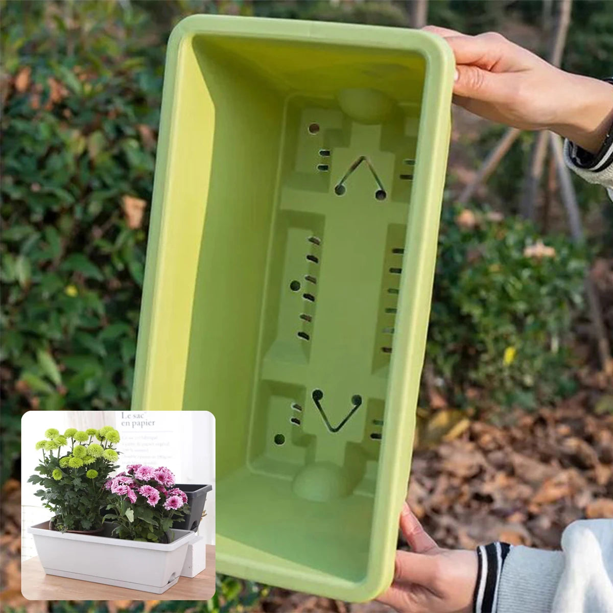 Eco-Friendly Rectangular Flower Pot with Drain Holes – Reusable Garden Planter