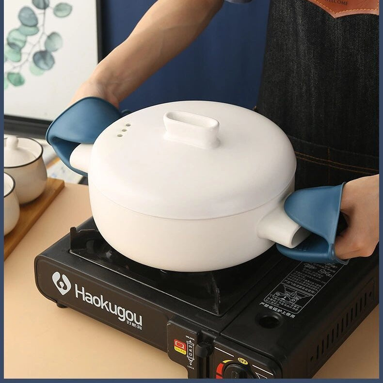 5pcs Heat Resistant Kitchen Tools Set Stainless Steel Plate Bowl Clips Non Slip Silicone Tongs Heatproof Gloves Anti Scald Grippers for Microwave, Air Fryer, Instant Pot Mor, Best for Christmas