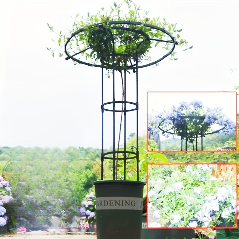 82.68-Inch White Metal Climbing Plant Trellis Garden Frame - Rust-Resistant Outdoor Cage Support with Plastic Coating, Perfect for Vines, Flowers, Vegetables, and Roses, Practical Garden Structure with Grid Design