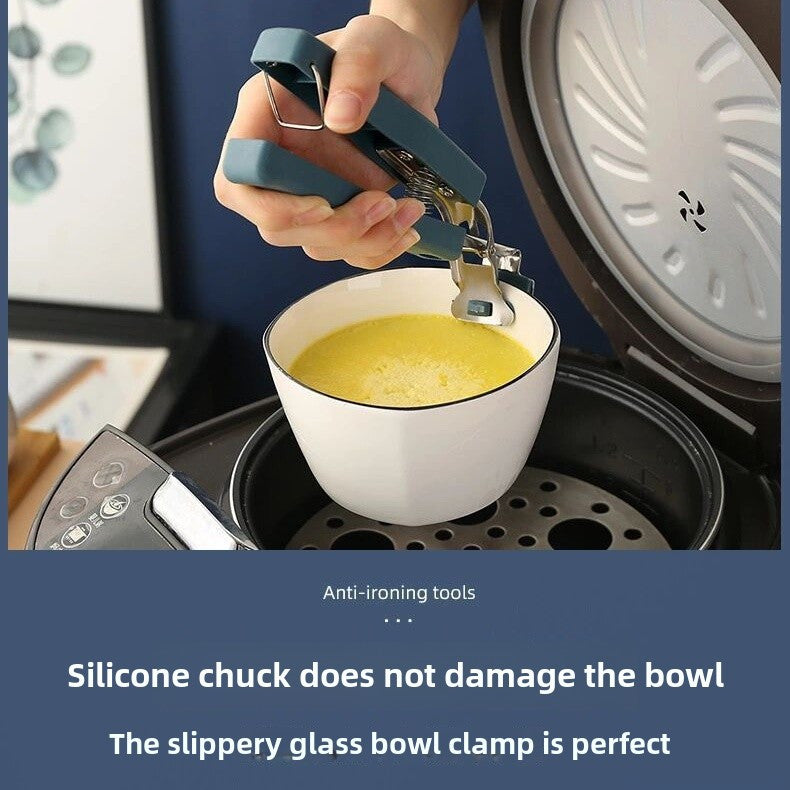 5pcs Heat Resistant Kitchen Tools Set Stainless Steel Plate Bowl Clips Non Slip Silicone Tongs Heatproof Gloves Anti Scald Grippers for Microwave, Air Fryer, Instant Pot Mor, Best for Christmas