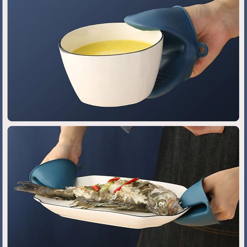 5pcs Heat Resistant Kitchen Tools Set Stainless Steel Plate Bowl Clips Non Slip Silicone Tongs Heatproof Gloves Anti Scald Grippers for Microwave, Air Fryer, Instant Pot Mor, Best for Christmas