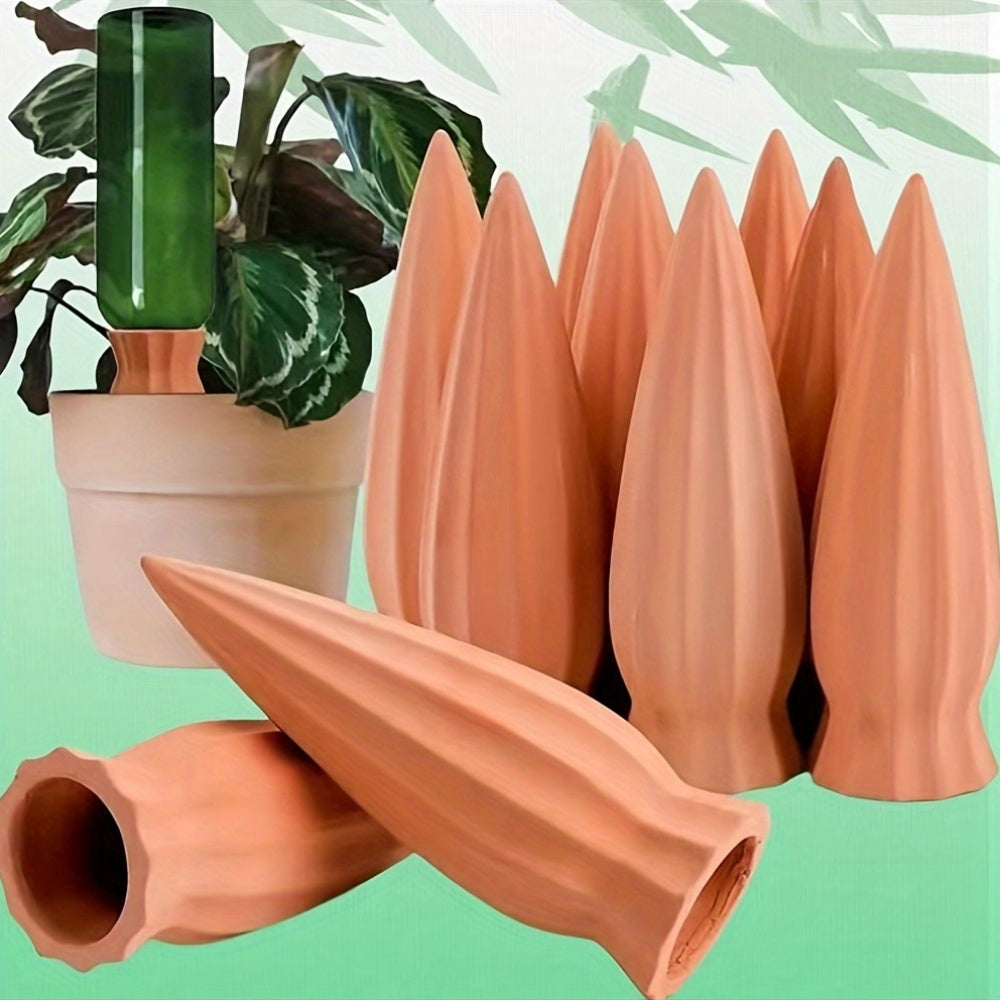 Terracotta Watering Spikes: Auto-Water Irrigation System for Indoor/Outdoor Plants - Applicable to All Kinds of Bottles